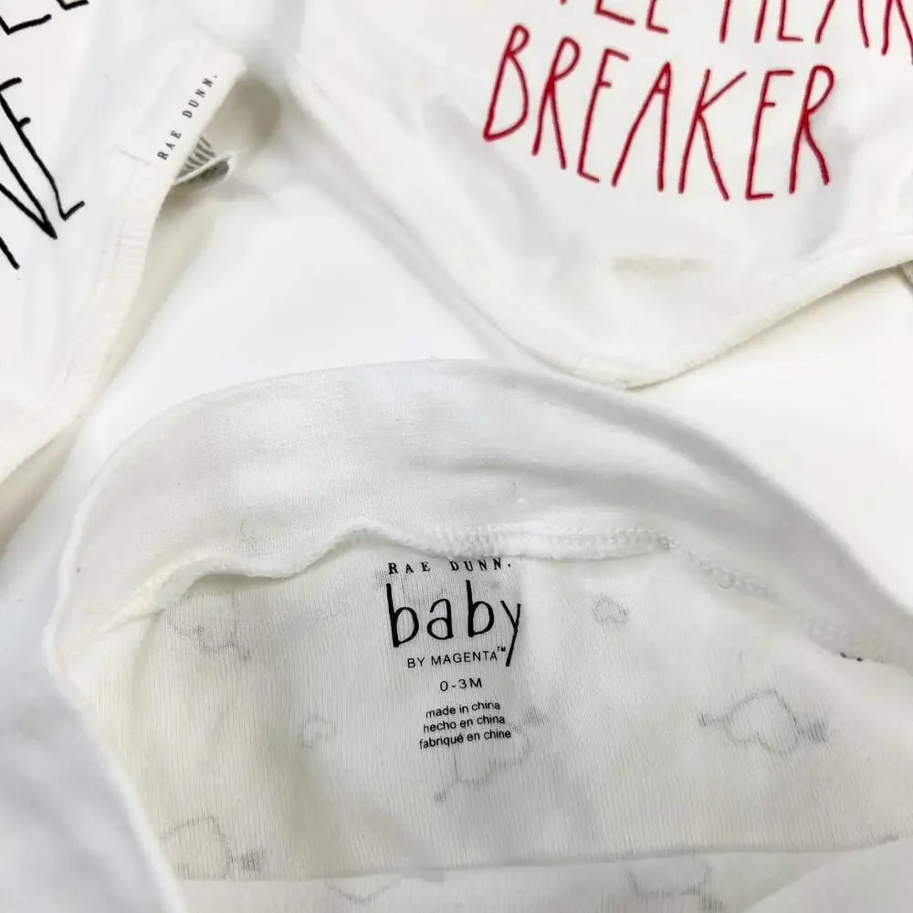 Rae Dunn Baby bundle drool bib x2 and heart pants Size 0-3 months